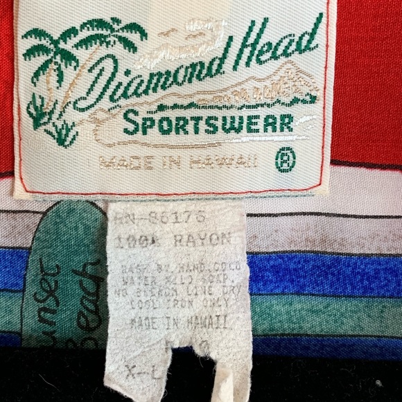 VTG Diamond Head Hawaiian Shirt Reds EUC - XL - Picture 7 of 7